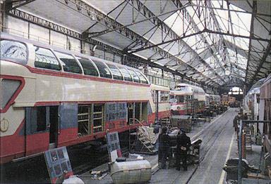 Autorails X 4200 en cours de montage dans l'usine Renault de Choisy-le-Roi (source DR).